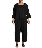 Bryn Walker Plus Size Casbah Light Linen Wide Leg Crop Pull-On Coordinating Pants