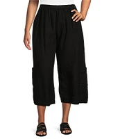 Bryn Walker Plus Size Casbah Light Linen Wide-Leg Cropped Pull-On Pants