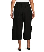 Bryn Walker Plus Size Casbah Light Linen Wide-Leg Cropped Pull-On Pants