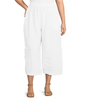 Bryn Walker Plus Size Casbah Light Linen Wide-Leg Cropped Pull-On Pants