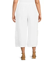 Bryn Walker Plus Size Casbah Light Linen Wide-Leg Cropped Pull-On Pants