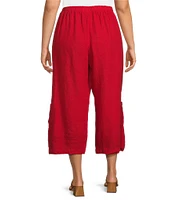 Bryn Walker Plus Size Casbah Light Linen Wide-Leg Cropped Pull-On Pants