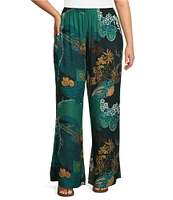 Bryn Walker Plus Size Crepe Woven Floral Wide-Leg Pull-On Pants