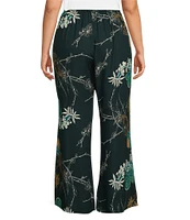 Bryn Walker Plus Size Crepe Woven Floral Wide-Leg Pull-On Pants