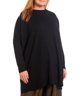 Bryn Walker Plus Size Damien Ponti Oversized Crew Neck Long Dolman Sleeve Tunic