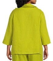 Bryn Walker Plus Size Etta Light Linen Cowl Neck 3/4 Sleeve Shirt