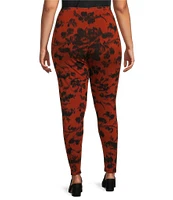 Bryn Walker Plus Size Floral Jersey Knit Pull-On Leggings