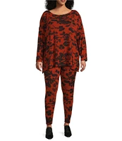 Bryn Walker Plus Size Floral Jersey Knit Pull-On Leggings