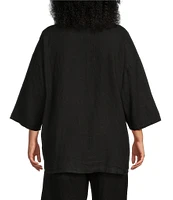 Bryn Walker Plus Size Judy Light Linen V-Neck 3/4 Sleeve Oversized Tunic