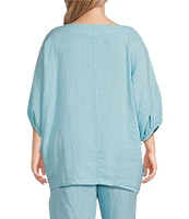 Bryn Walker Plus Size Light Linen Round Neck Elbow Dolman Sleeve Tunic