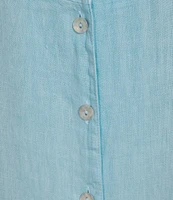 Bryn Walker Plus Size Light Linen Round Neck Short Sleeve Button Front Shirt Dress