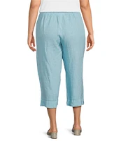 Bryn Walker Plus Size Light Linen Straight Leg Pull-On Cropped Pants