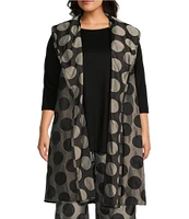 Bryn Walker Plus Size Marceline Memory Crunch Jacquard Dot Print Shawl Collar Sleeveless A-Line Vest