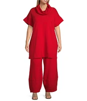 Bryn Walker Plus Size Oliver Bamboo Fleece Lantern Leg Pull-On Coordinating Cropped Pants