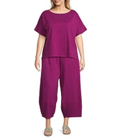 Bryn Walker Plus Size Oliver Cotton Jersey Elastic Waist Full Leg Lantern Pants