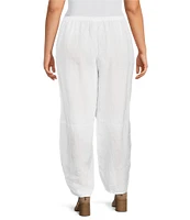 Bryn Walker Plus Size Olivier Light Linen Wide Leg Ankle Lantern Coordinating Pull-On Pants