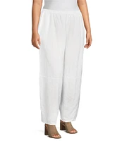 Bryn Walker Plus Size Olivier Light Linen Wide Leg Ankle Lantern Coordinating Pull-On Pants