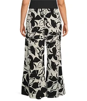 Bryn Walker Plus Size Osca Flower Petal Print Wide Leg Pull-On Pants
