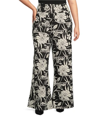 Bryn Walker Plus Size Oscar Modal Ponti Floral Print Pull-On Pants