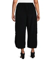 Bryn Walker Plus Size Pasha Cotton Corduroy Oversized Pocketed Wide Leg Pull-On Pants