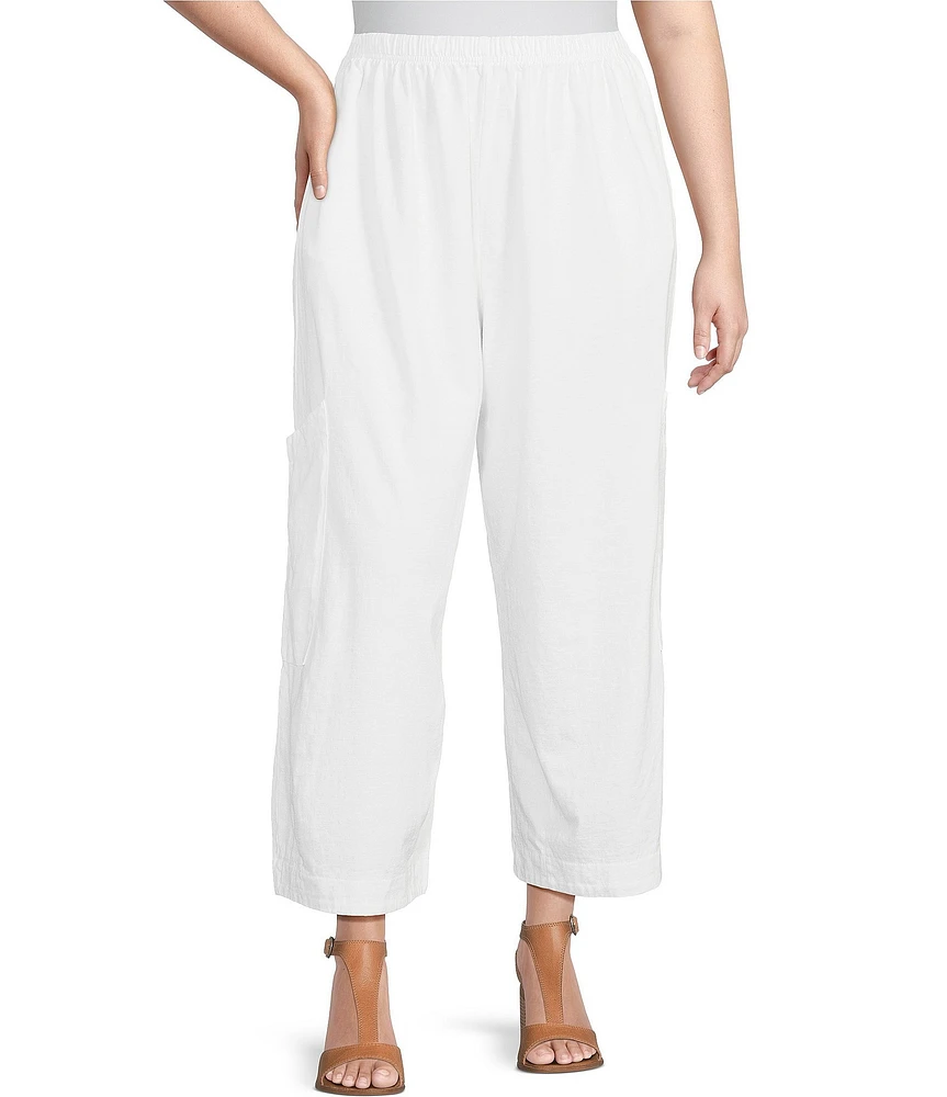Bryn Walker Plus Size Pasha Cotton Jersey Wide-Leg Pull-On Cropped Pants