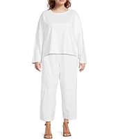 Bryn Walker Plus Size Pasha Cotton Jersey Wide-Leg Pull-On Cropped Pants