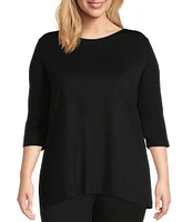 Bryn Walker Plus Size Piera Ponti Elbow 3/4 Sleeve Boat Neck Shirt