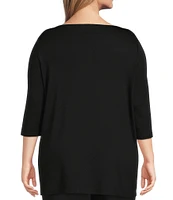 Bryn Walker Plus Size Piera Ponti Elbow 3/4 Sleeve Boat Neck Shirt