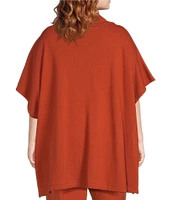 Bryn Walker Plus Size Pip Bamboo Fleece Mock Neck Cap Sleeve Oversized Poncho