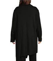 Bryn Walker Plus Size Pita Modal Ponte Cowl Neck Long Sleeve Asymmetrical Front Peak Tunic