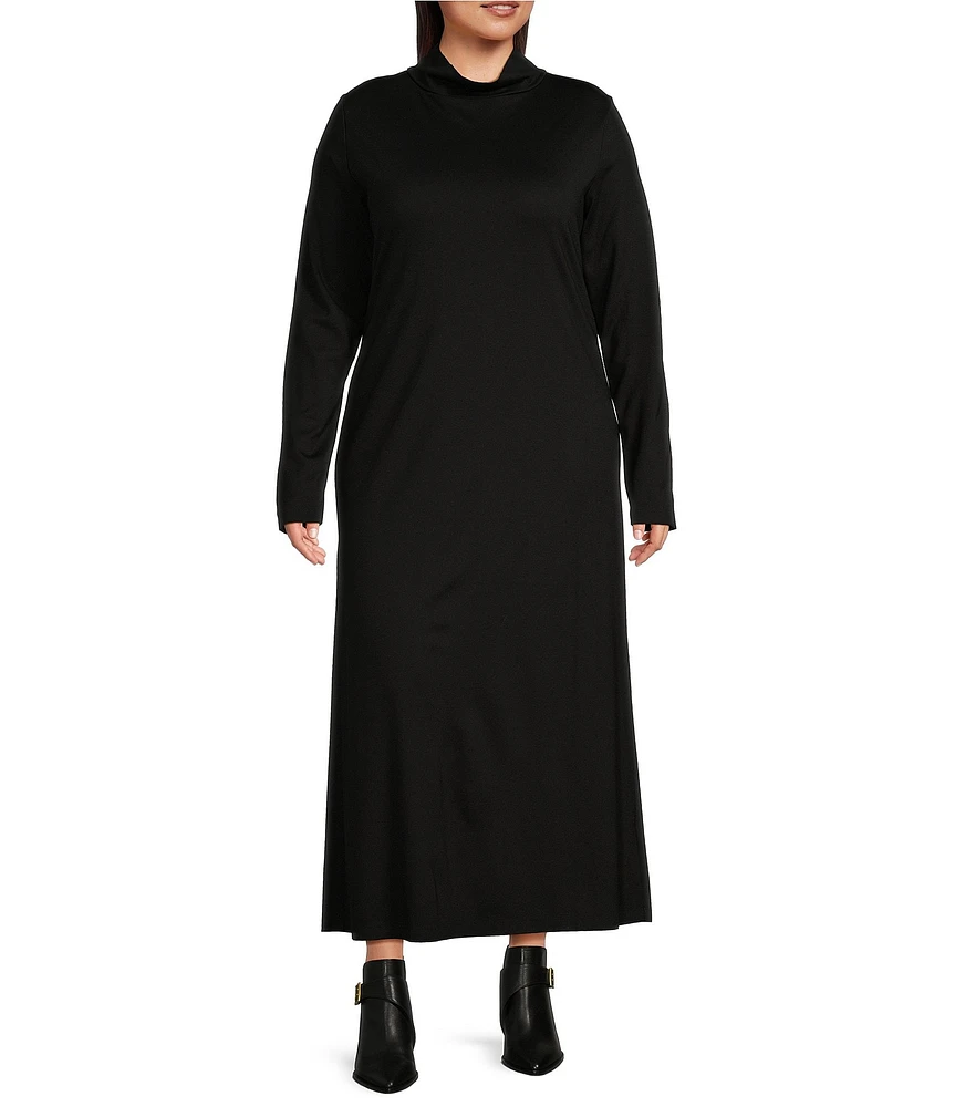 Bryn Walker Plus Size Robin Modal Ponti Mock Neck Long Sleeve Shift Dress