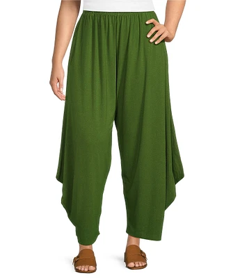 Bryn Walker Plus Size Seamus Organic Bamboo Cotton Side Draping Wide-Leg Pull-On Pants