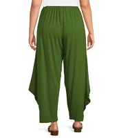 Bryn Walker Plus Size Seamus Organic Bamboo Cotton Side Draping Wide-Leg Pull-On Pants