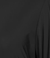 Bryn Walker Plus Size Sydney Microfiber Jersey Round Neck Elbow Sleeve Asymmetrical Hem Dress