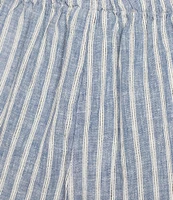 Bryn Walker Plus Stripe Linen Flat Front Elastic Waist Wide Leg Coordinating Pants
