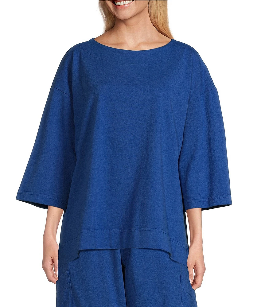 Bryn Walker Resort Cotton Jersey Round Neck 3/4 Sleeve Shirt
