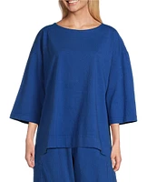 Bryn Walker Resort Cotton Jersey Round Neck 3/4 Sleeve Shirt