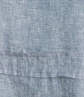 Bryn Walker Rimini Cross-Dyed Linen Round Neck 3/4 Sleeve Pintuck Coordinaitng Shirt