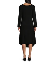 Bryn Walker Rya Organic Bamboo Cotton Round Neck Long Sleeve Ruched Dress
