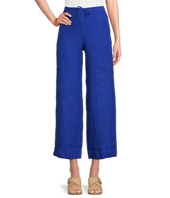 Bryn Walker Saba Light Linen Drawstring Waist Cropped Wide Leg Pants