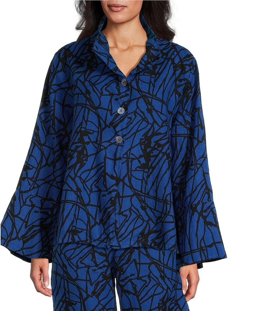 Bryn Walker Sabira Netta Print Stand Collar Long Sleeve Jacket