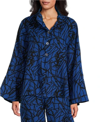 Bryn Walker Sabira Netta Print Stand Collar Long Sleeve Jacket