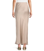 Bryn Walker Satin Elastic Waist A-Line Bias Long Skirt