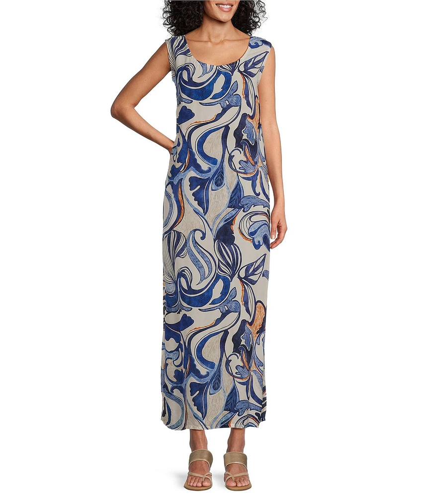 Bryn Walker Sherry Printed Round Neck Sleeveless Shift Dress