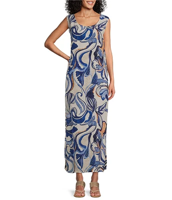 Bryn Walker Sherry Printed Round Neck Sleeveless Shift Dress