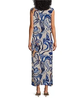 Bryn Walker Sherry Printed Round Neck Sleeveless Shift Dress