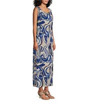 Bryn Walker Sherry Printed Round Neck Sleeveless Shift Dress