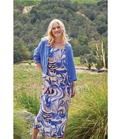Bryn Walker Sherry Printed Round Neck Sleeveless Shift Dress