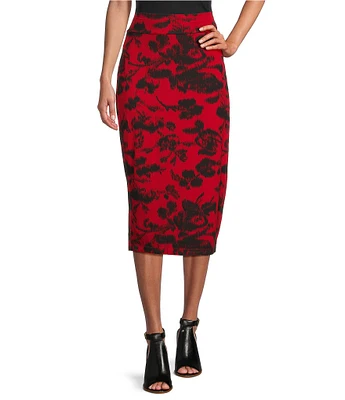 Bryn Walker Sloan Floral Print Jersey Pull On Pencil Skirt