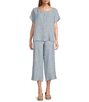 Bryn Walker Stripe Linen Flat Front Straight Leg Coordinating Pants